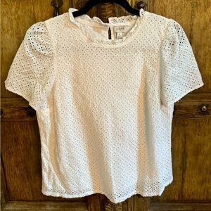 J crew eyelet white top